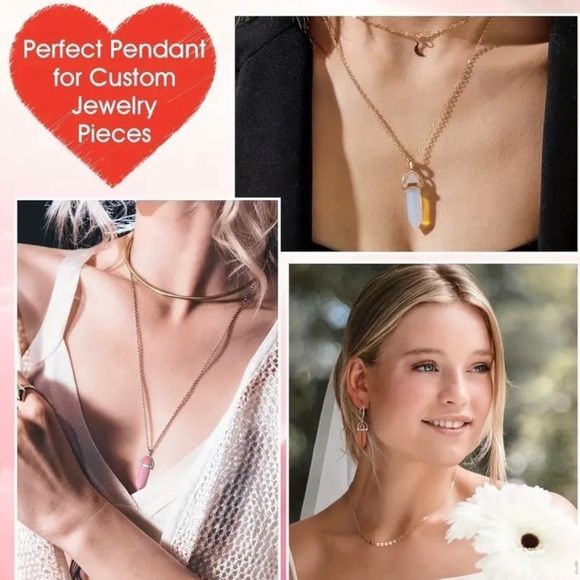 ⭐️ 5 for $25 Hexagonal Crystal Pendant Necklace Black Braided Cord - Picture 4 of 8